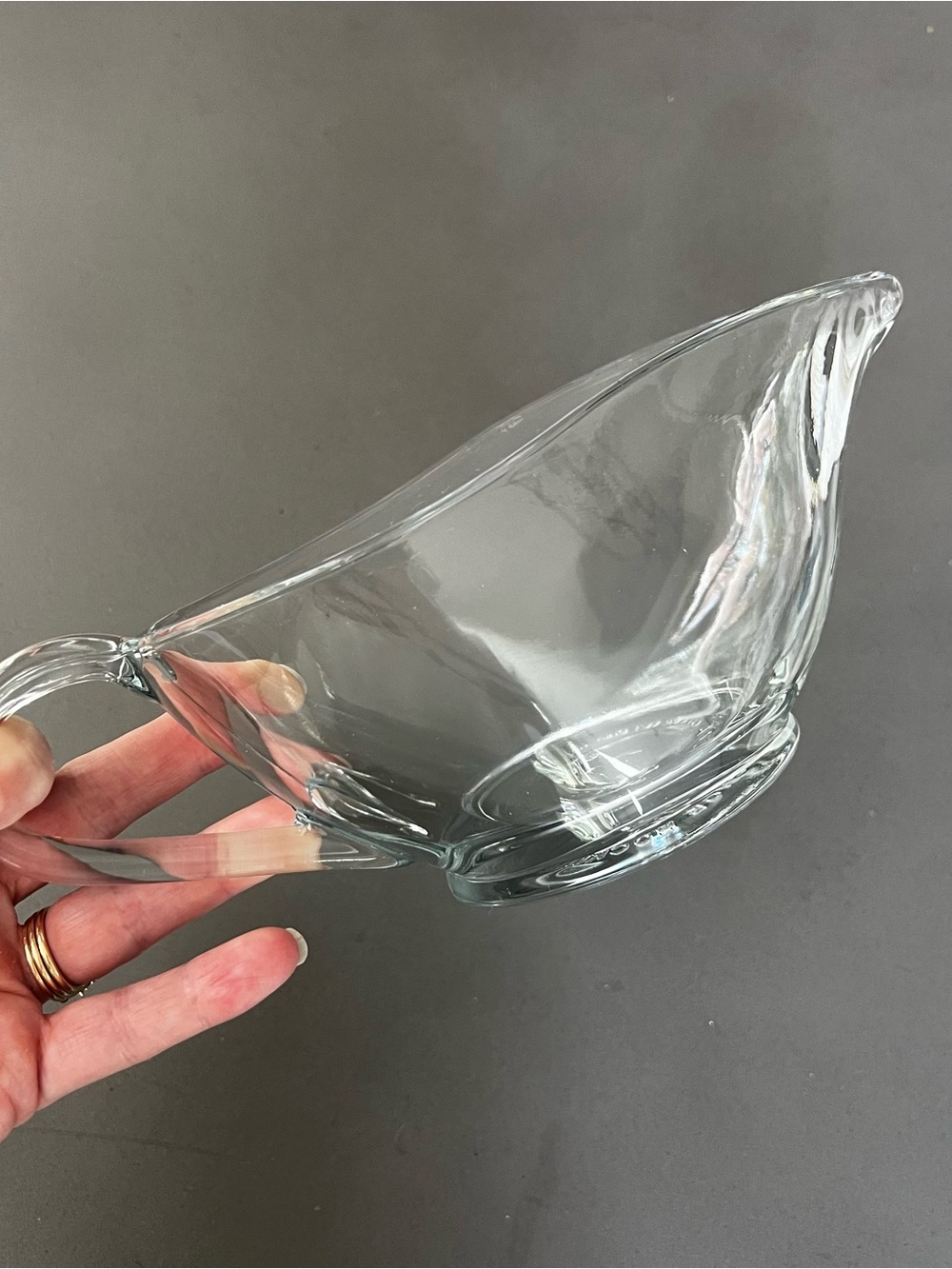 Vintage Anchor Hocking Clear Glass Gravy Boat